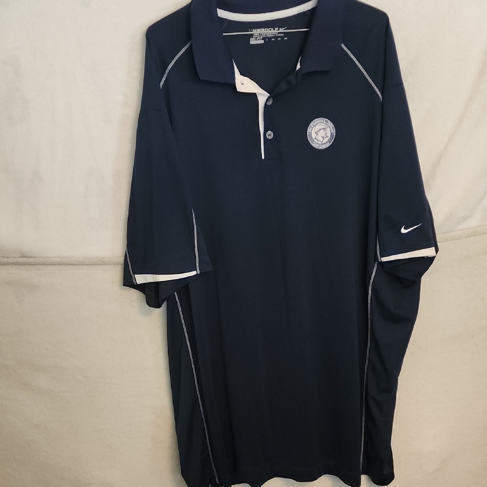 Nike Men's Dark Blue Polo with White Accents